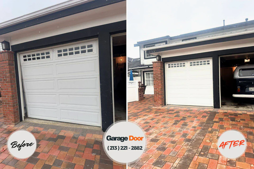 Before and after: garage door spring repair Capron, IL